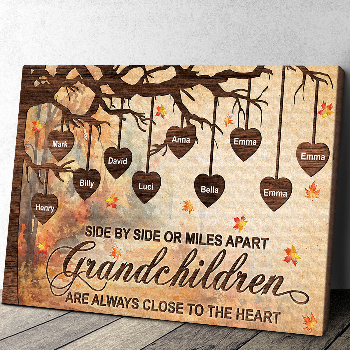 Side By Side Grandchildren - Personalized Customized Canvas / Poster