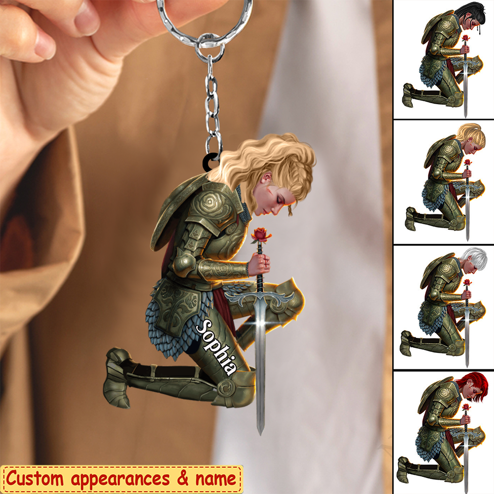 Custom "Child of God, Warrior of Christ" Keychain - Faith Gift for Her