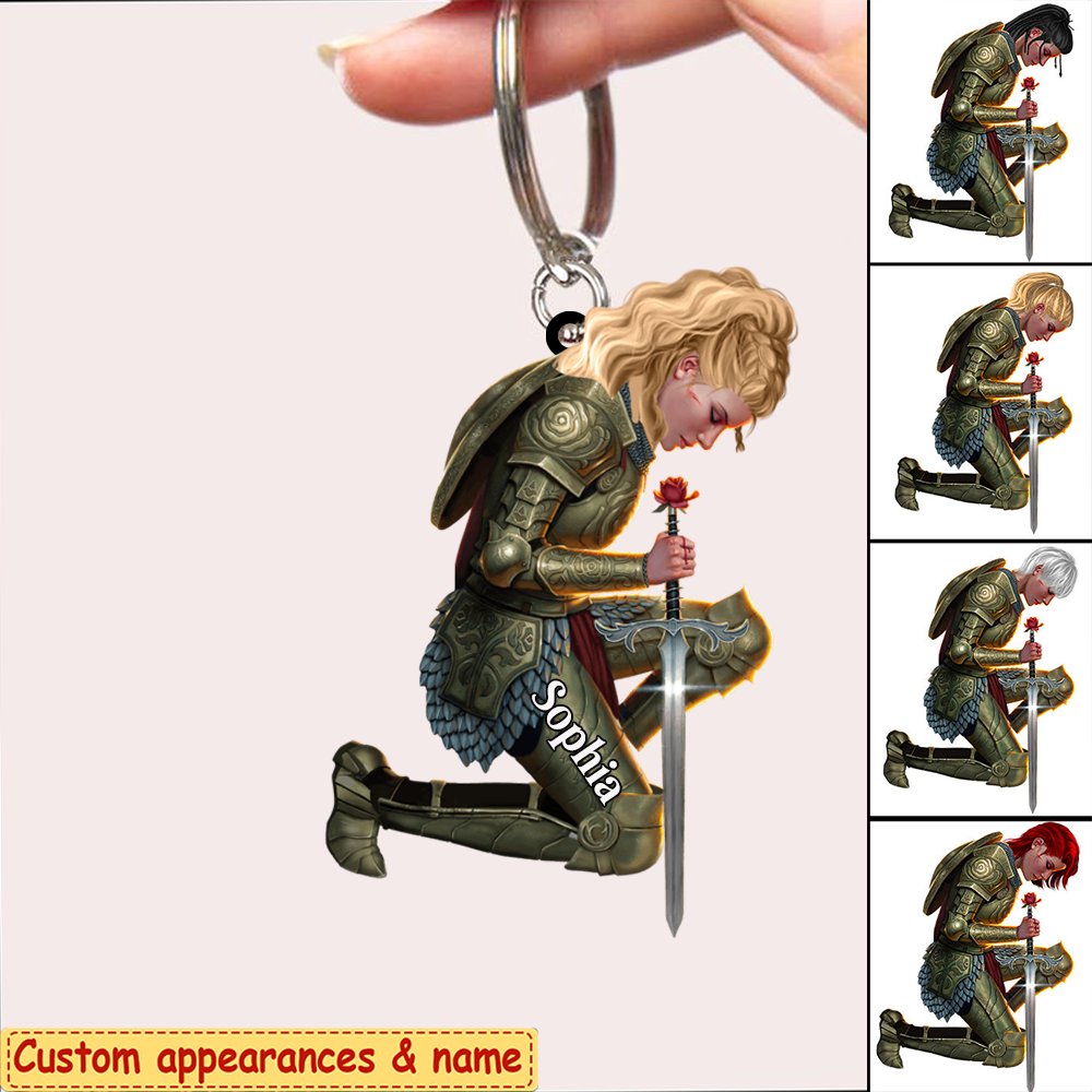 Custom "Child of God, Warrior of Christ" Keychain - Faith Gift for Her