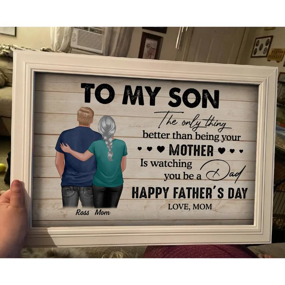 Heartfelt Personalized Canvas for Son from Mom: "Watching You Be a Dad"