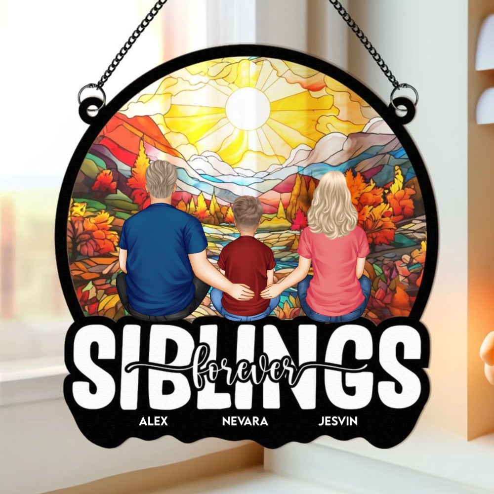 Heartfelt Personalized 'Family Forever' Suncatcher Ornament for Home