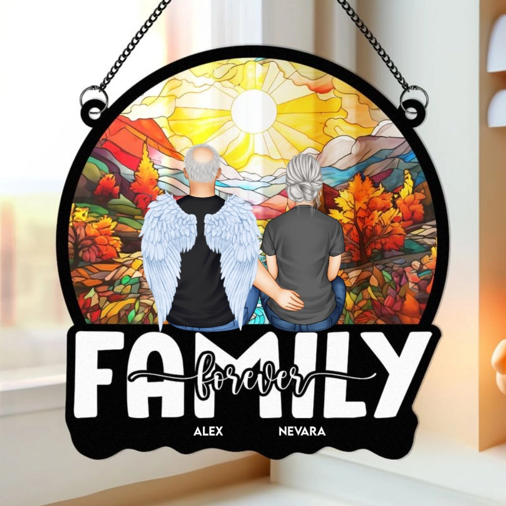 Heartfelt Personalized 'Family Forever' Suncatcher Ornament for Home