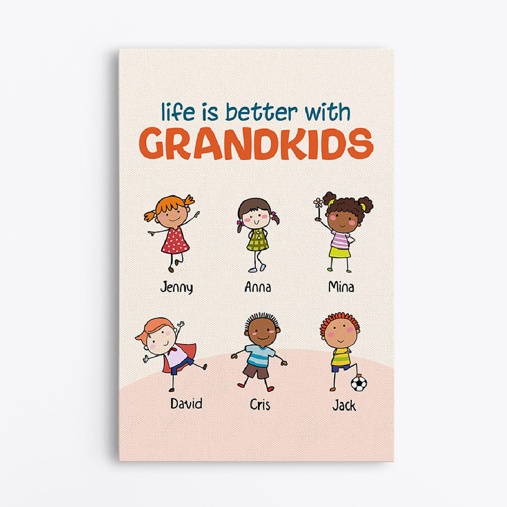 Personalized 'Life is Better with GRANDKIDS' Canvas Gift for Grandparents