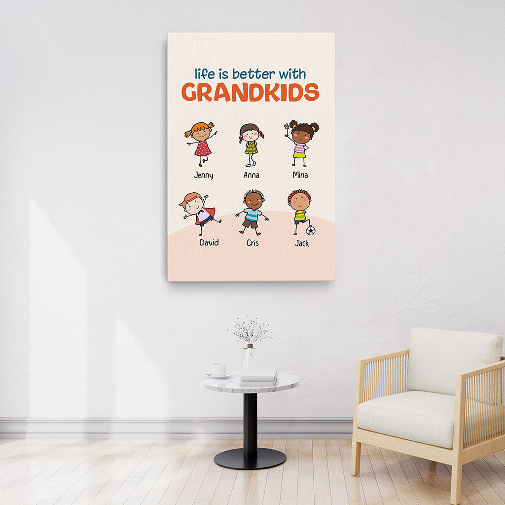 Personalized 'Life is Better with GRANDKIDS' Canvas Gift for Grandparents