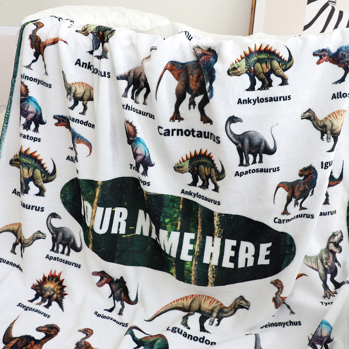 Personalized Dinosaur Adventure Blanket - Customize Your Name