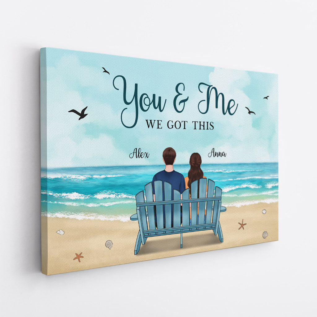 Personalized Couples Canvas - 'You & Me We Got This' Beach Art Gift