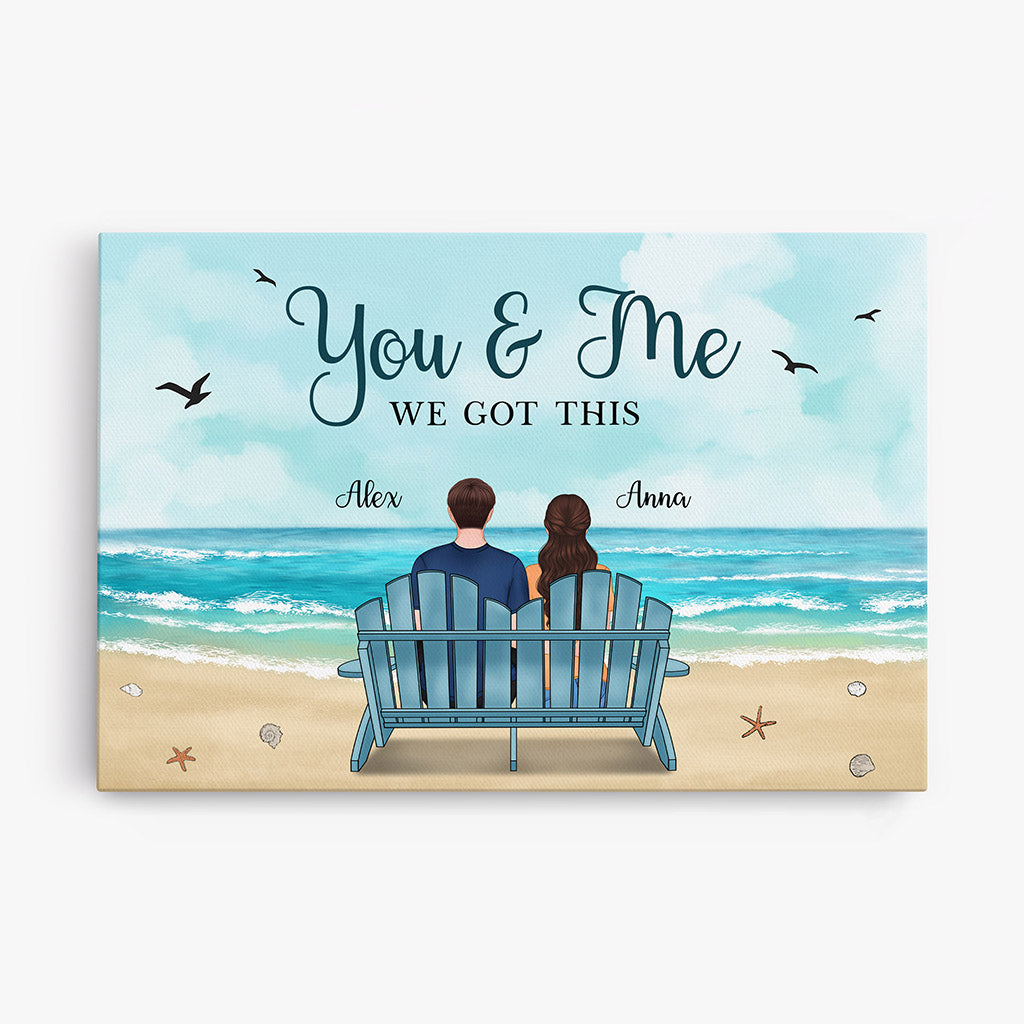 Personalized Couples Canvas - 'You & Me We Got This' Beach Art Gift