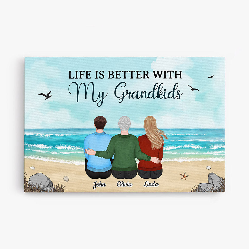 Personalized 'Life Is Better With My Grandkids' Canvas for Grandparents