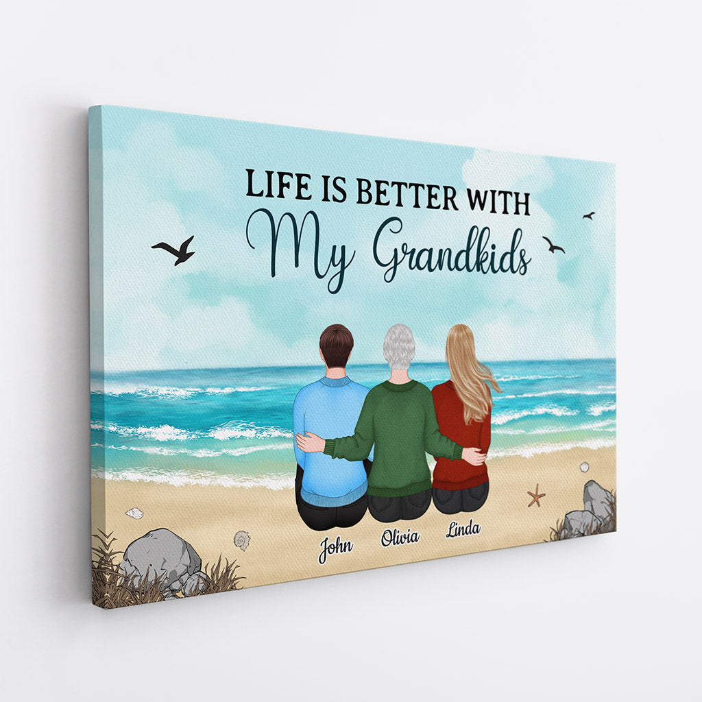 Personalized 'Life Is Better With My Grandkids' Canvas for Grandparents