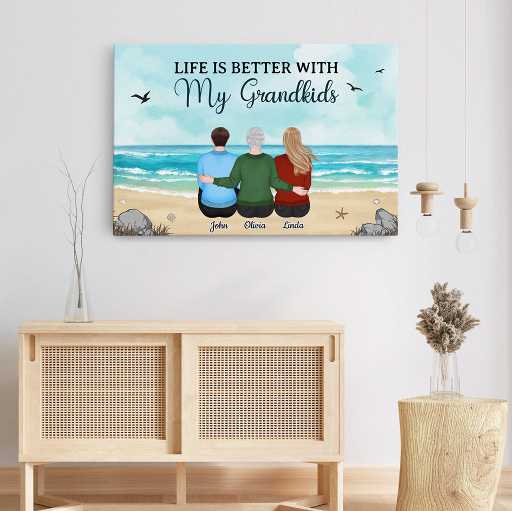 Personalized 'Life Is Better With My Grandkids' Canvas for Grandparents