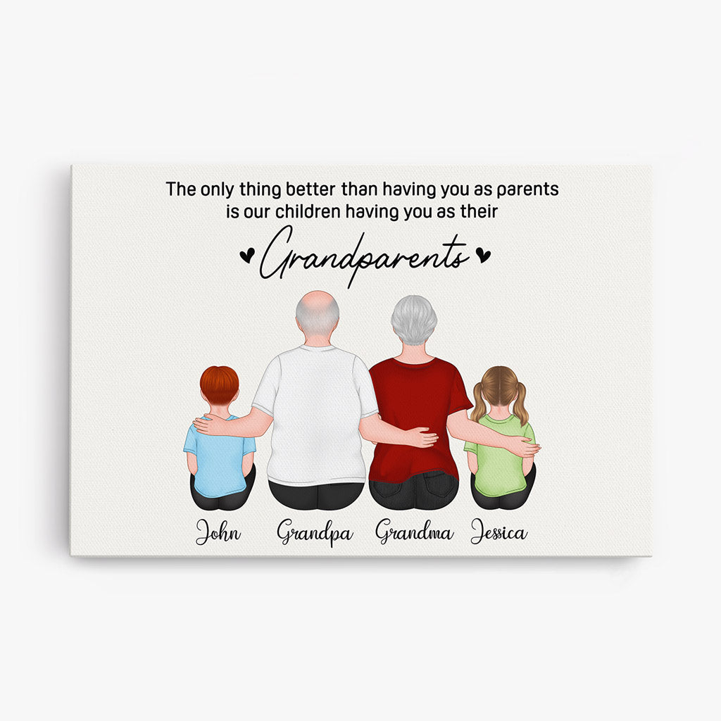 Personalized Grandparents Canvas Gift - "Better Than Parents Is Grandparents" Quote
