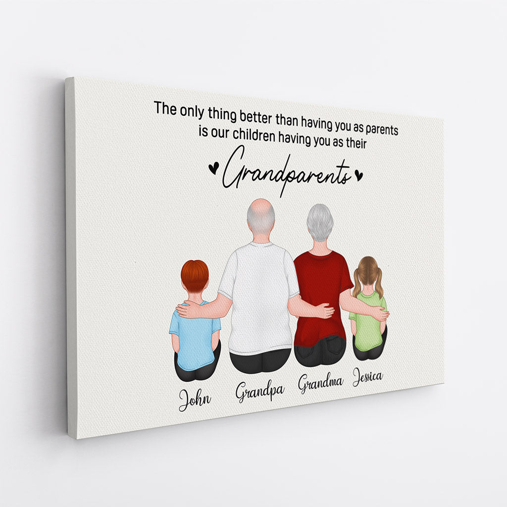 Personalized Grandparents Canvas Gift - "Better Than Parents Is Grandparents" Quote