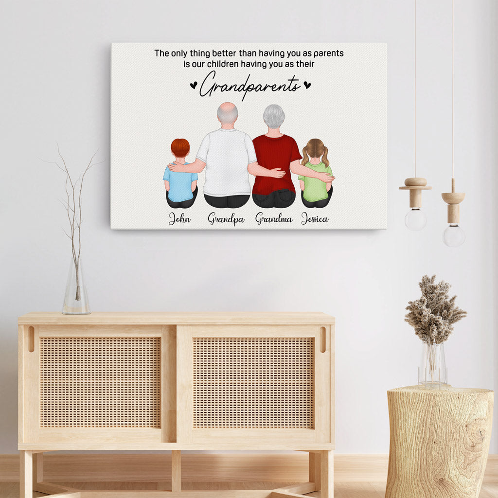 Personalized Grandparents Canvas Gift - "Better Than Parents Is Grandparents" Quote