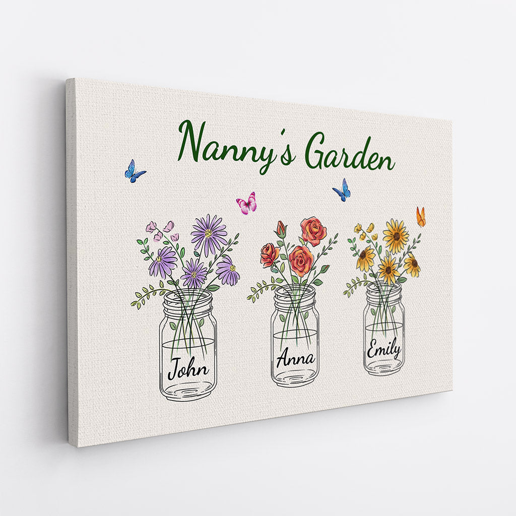 Custom 'Nanny's Garden' Canvas - Personalized Floral Art for Mom, Grandma