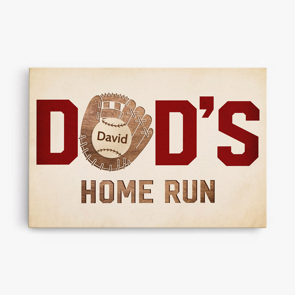 Personalized 'Dad's Home Run' Baseball Canvas - Custom Gift for Fathers