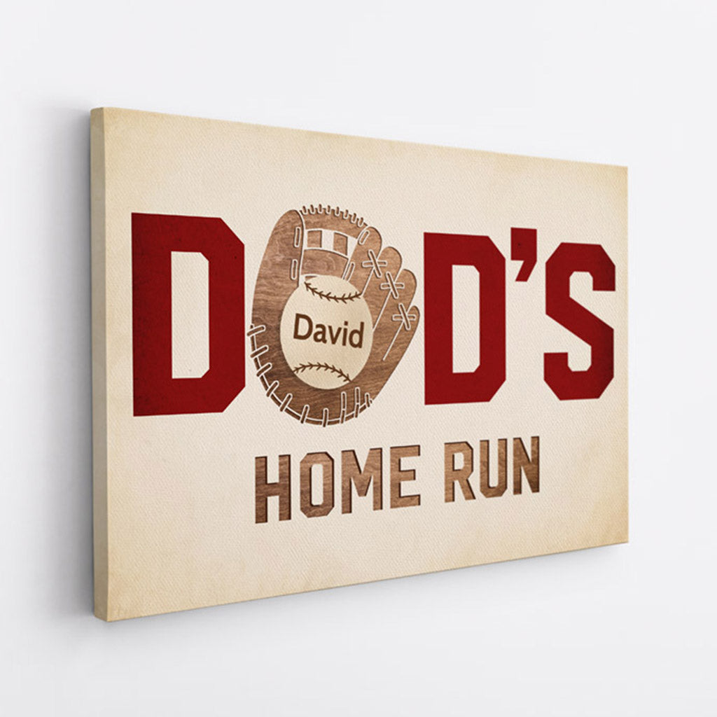 Personalized 'Dad's Home Run' Baseball Canvas - Custom Gift for Fathers