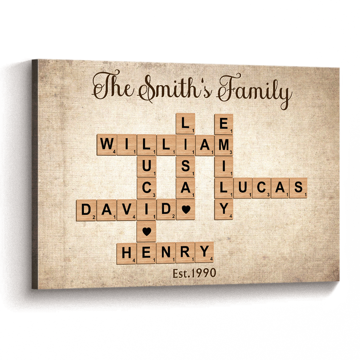 “The Family Ties” Crossword - Personalized Customized Canvas/ Poster