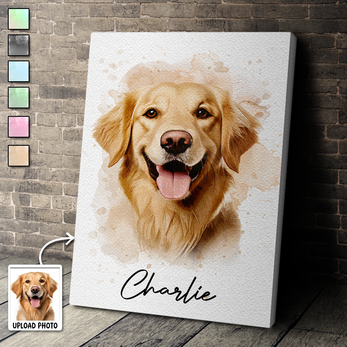 Watercolor Pet From Photo - Personalized Customized Canvas/poster