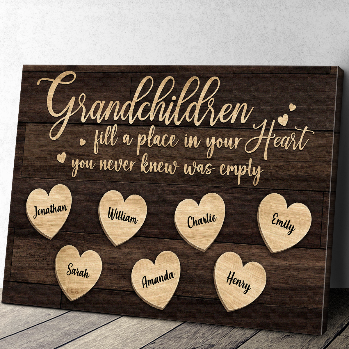 Heartfelt Personalized Canvas: "Grandchildren Fill Your Heart" for Grandparents