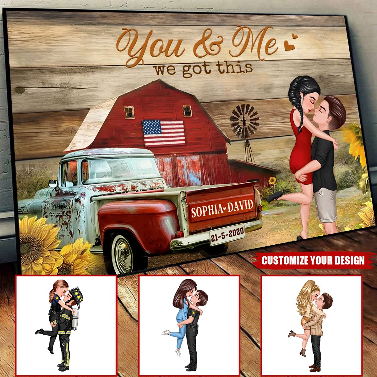 Personalized 'You & Me We Got This' Romantic Farmhouse Canvas Gift