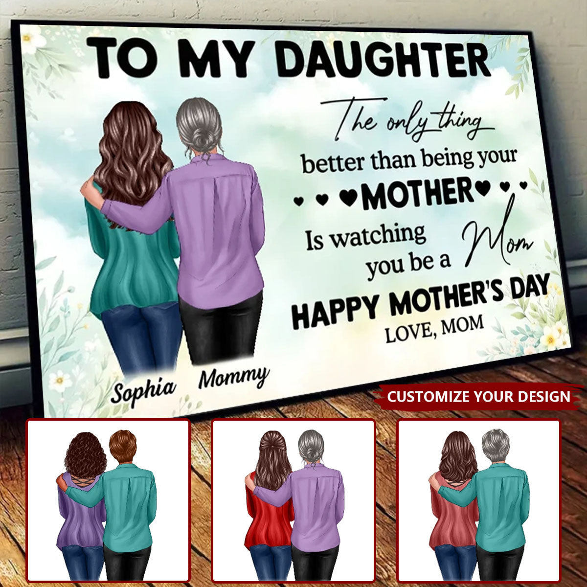 Custom Mother's Day Gift for Daughter: 'Watching You Be A Mom' Canvas
