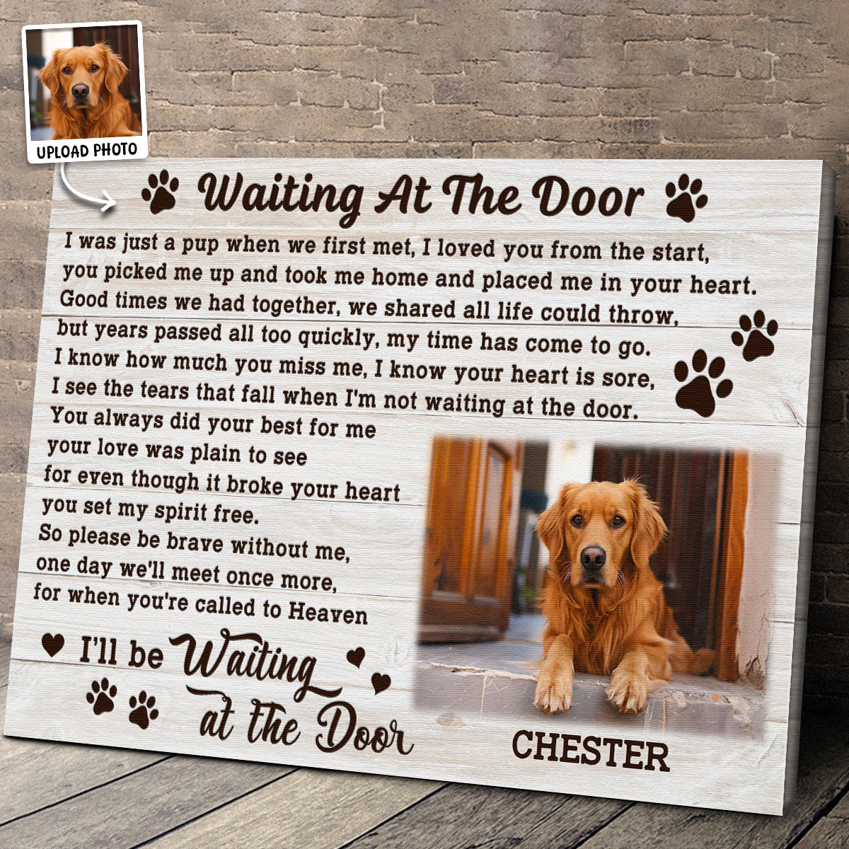 Waiting At The Door - Personalized Pet Portrait Canvas / Poster