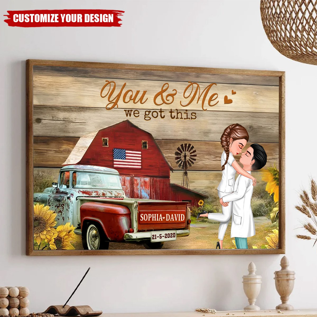 Personalized 'You & Me We Got This' Romantic Farmhouse Canvas Gift