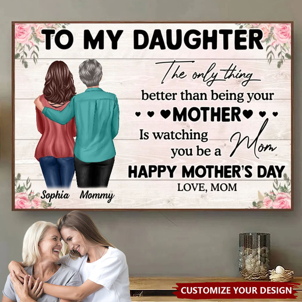 Custom Mother's Day Gift for Daughter: 'Watching You Be A Mom' Canvas