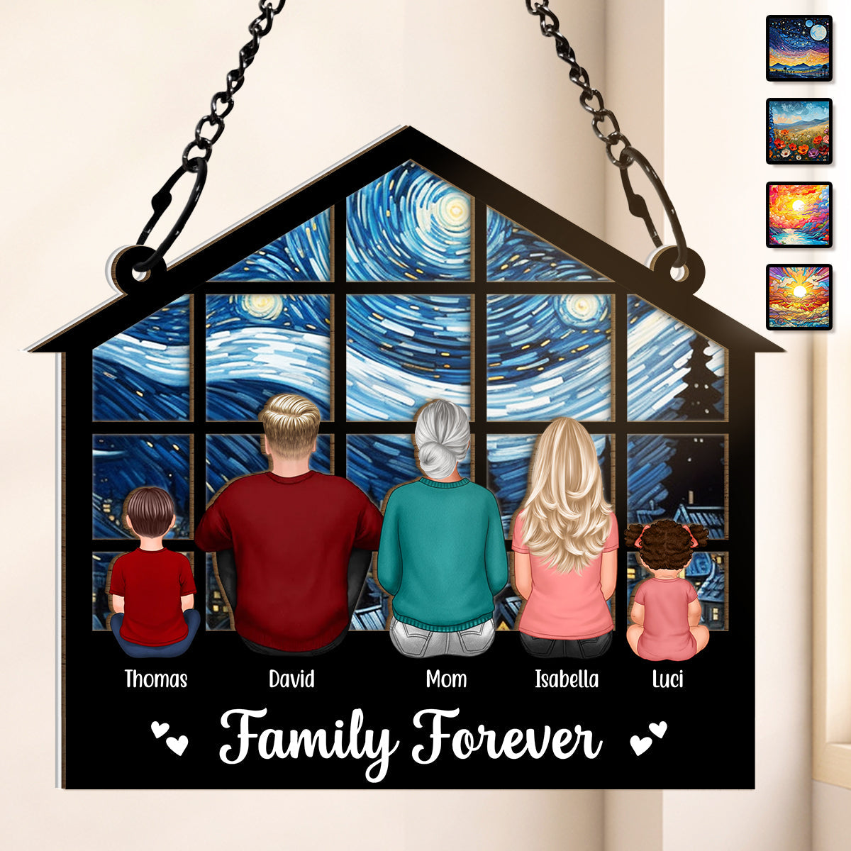 Custom Family Forever Window Suncatcher: Heartfelt Gift for Mom, Dad, & Home