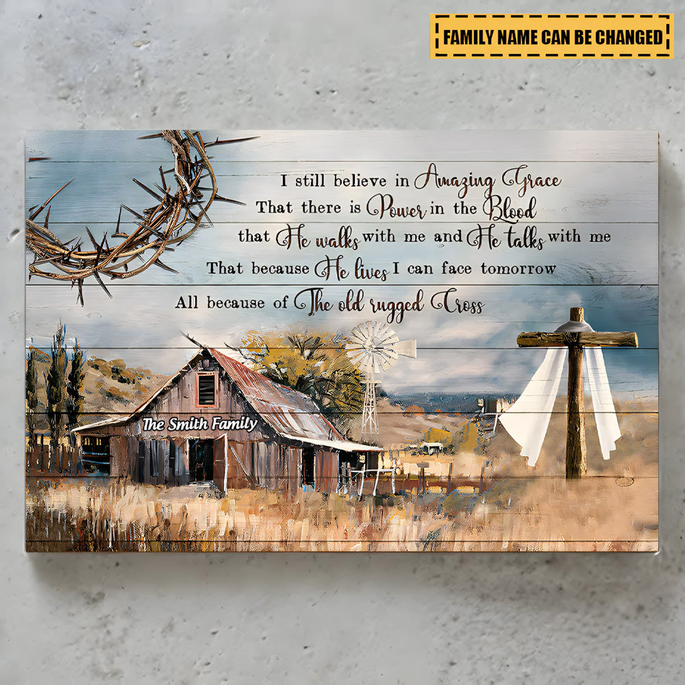 Personalized 'Amazing Grace' Canvas / Poster - Rustic Family Faith Home Art