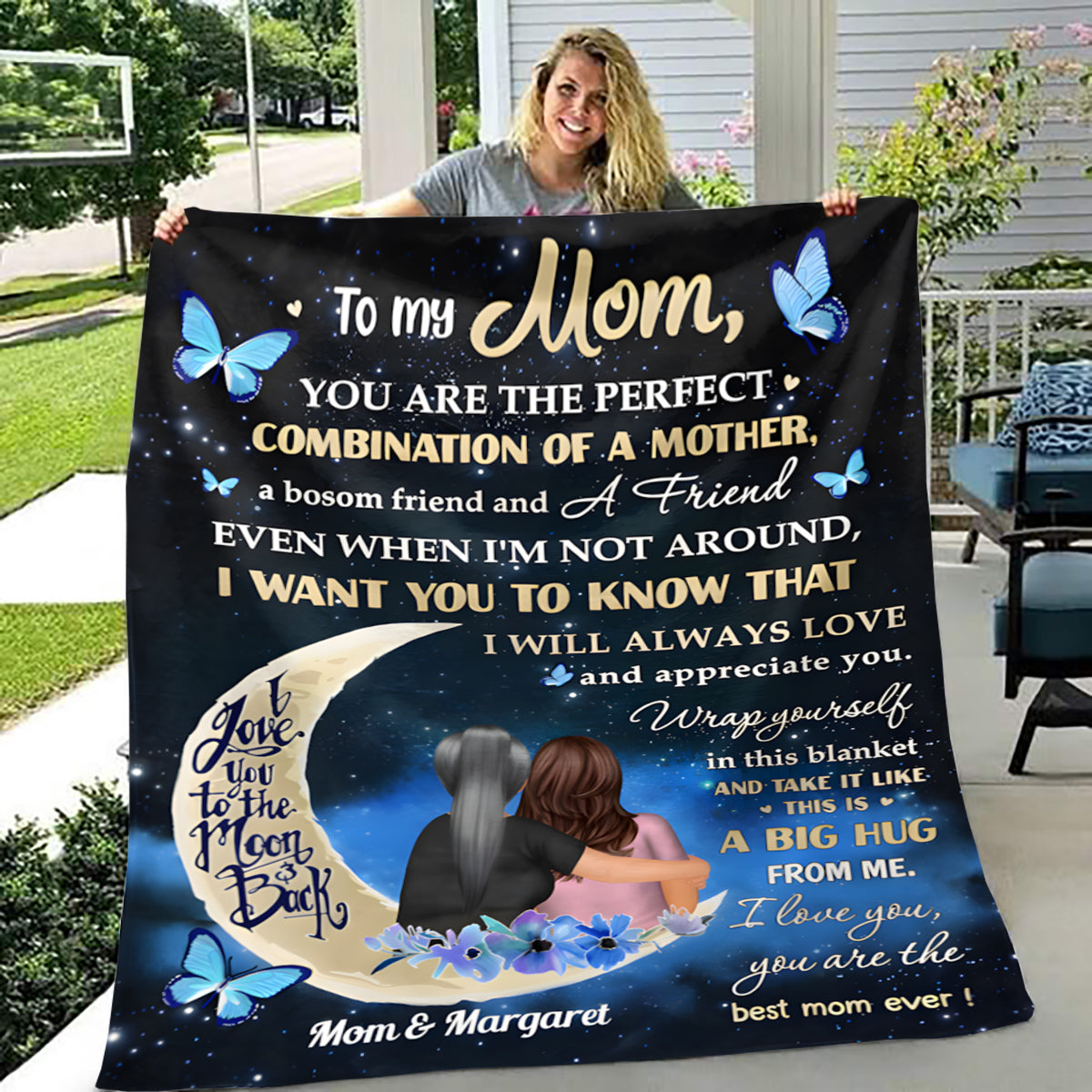 Personalized 'A Big Hug From Me' Blanket - Custom Mom Gift for Mother's Day
