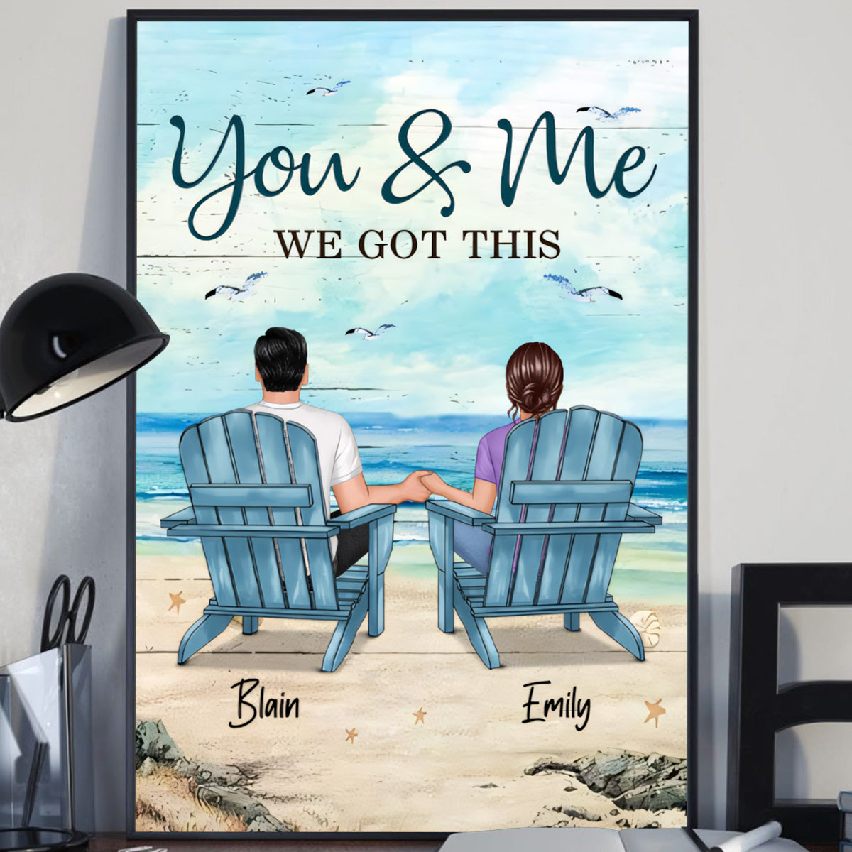Heartfelt Personalized 'You & Me We Got This' Couple Beach Canvas