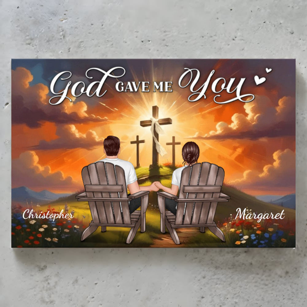 Personalized 'God Gave Me You' Couple Canvas - Christian Anniversary Gift
