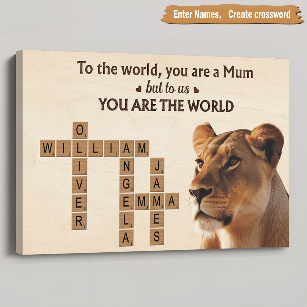 Personalized Scrabble Names Canvas Art for Mom & Dad - 'You Are The World' Gift