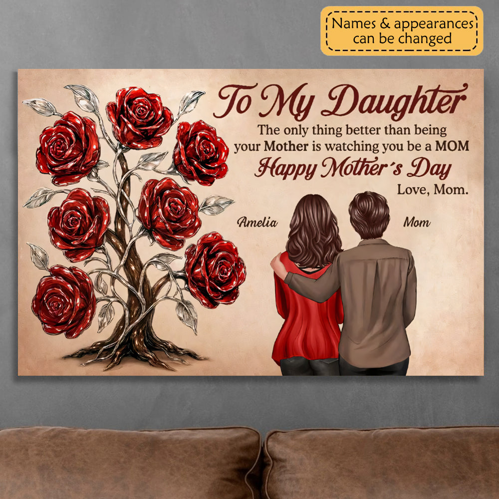 Personalized "Watching You Be a MOM" Mother's Day Canvas for Daughter