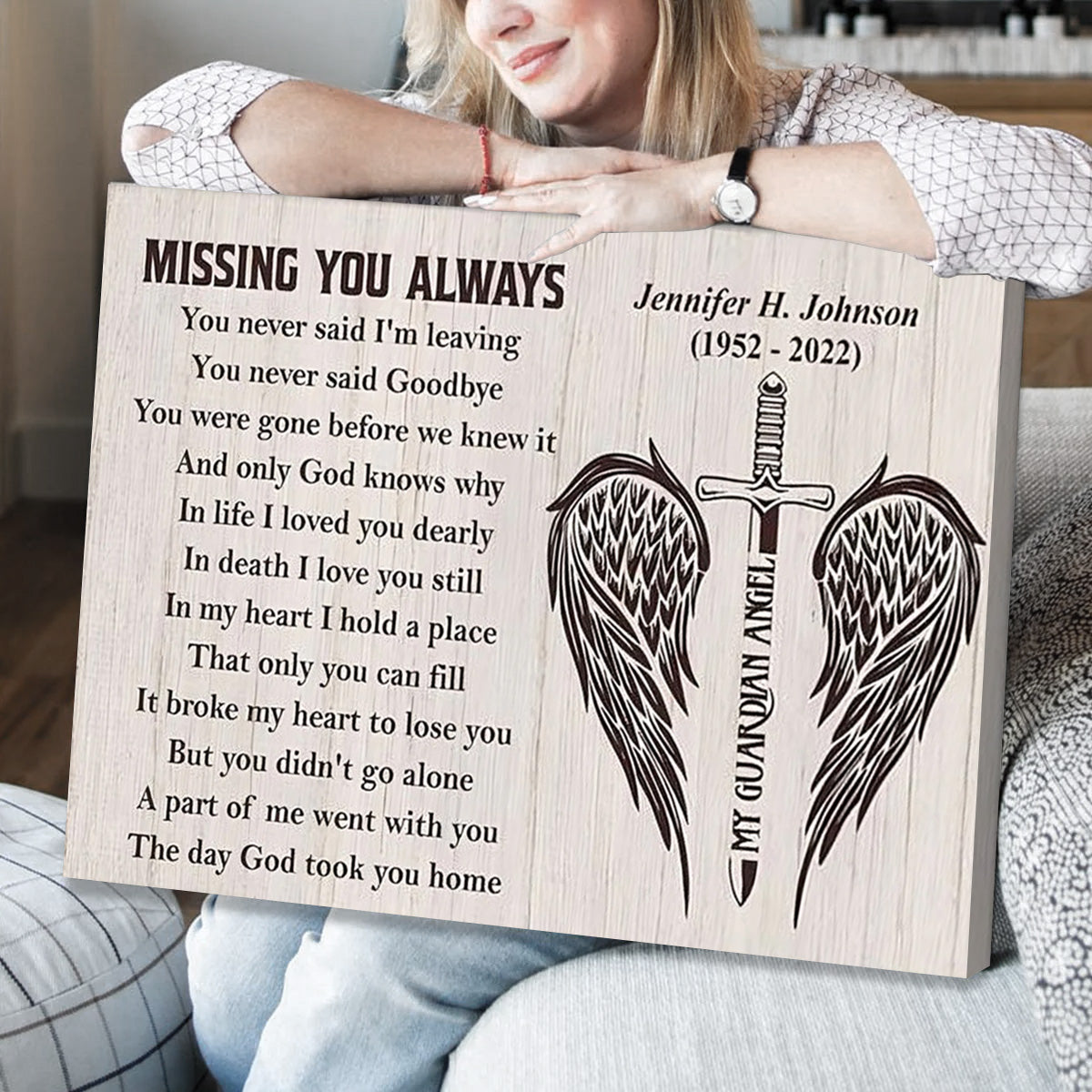 Custom Memorial For Loved One Canvas / Poster : "Missing You Always" Wall Art for Grieving Hearts