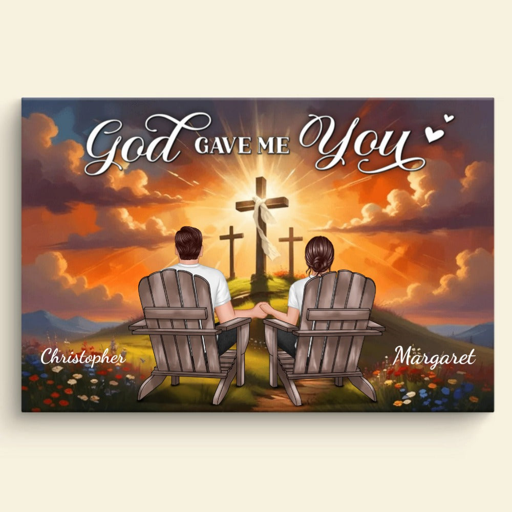Personalized 'God Gave Me You' Couple Canvas - Christian Anniversary Gift