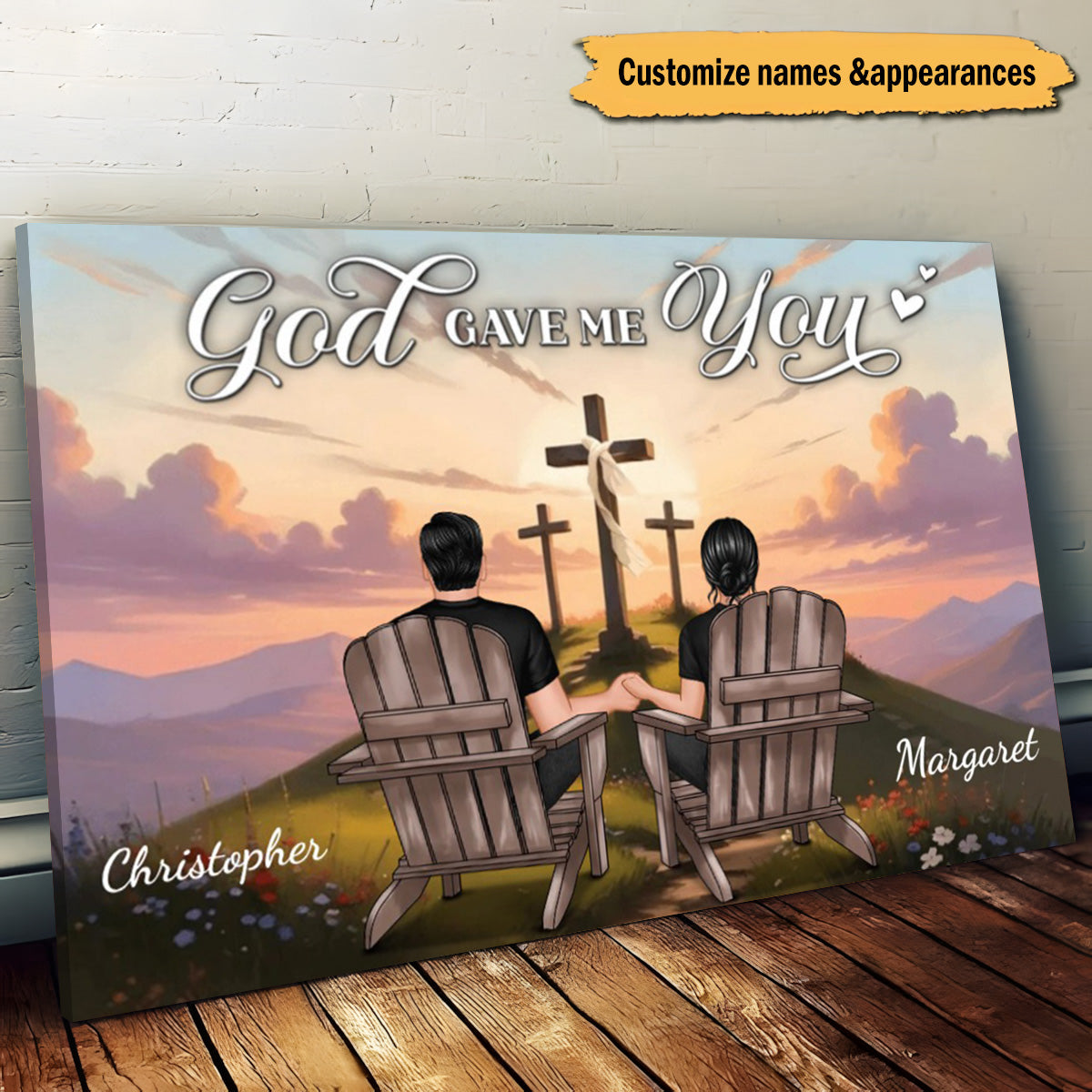 Personalized 'God Gave Me You' Couple Canvas - Christian Anniversary Gift