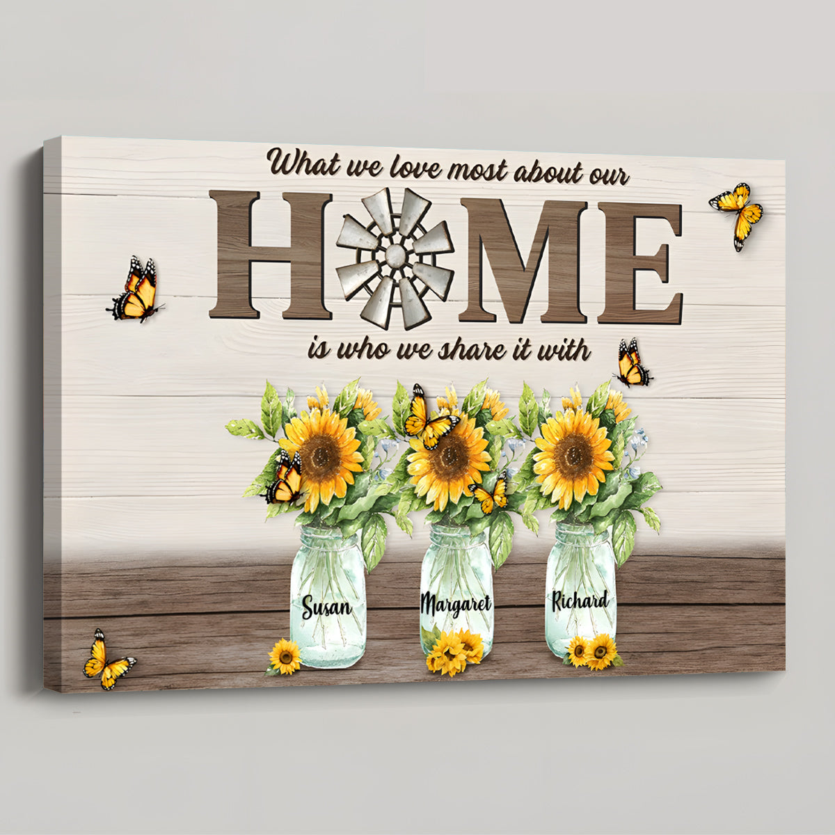 Customizable Family Canvas: "Our Home Is Who We Share It With" Wall Art