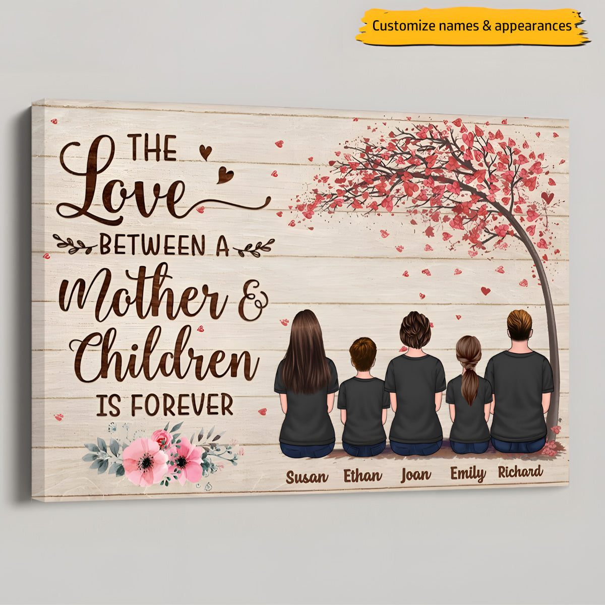 Custom Personalized 'Love Is Forever' Canvas Print for Mom & Kids