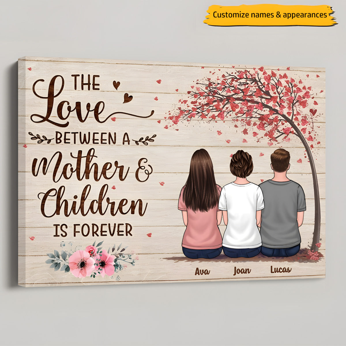 Custom Personalized 'Love Is Forever' Canvas Print for Mom & Kids