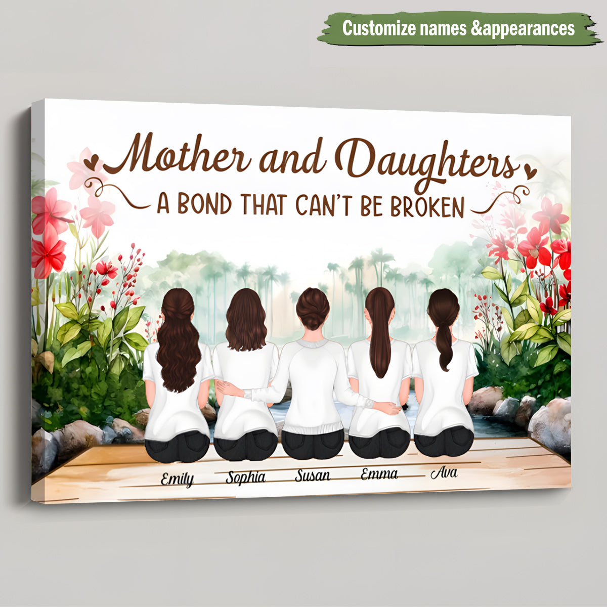Heartfelt Custom Mother Daughter Canvas - "Bond That Can't Be Broken"