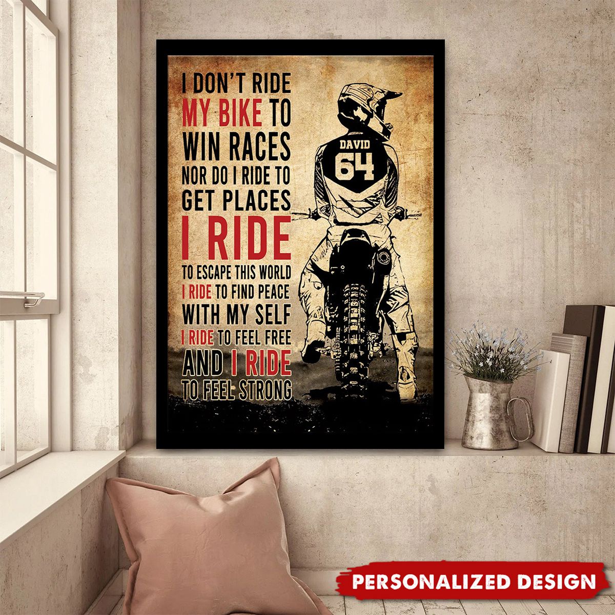 Personalized Motocross Name & Number Poster / Canvas - Gift for Motocross Lovers