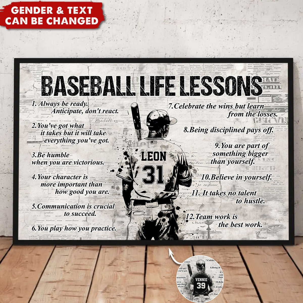 The Baseball Playbook for Life - Personalized Poster / Canvas