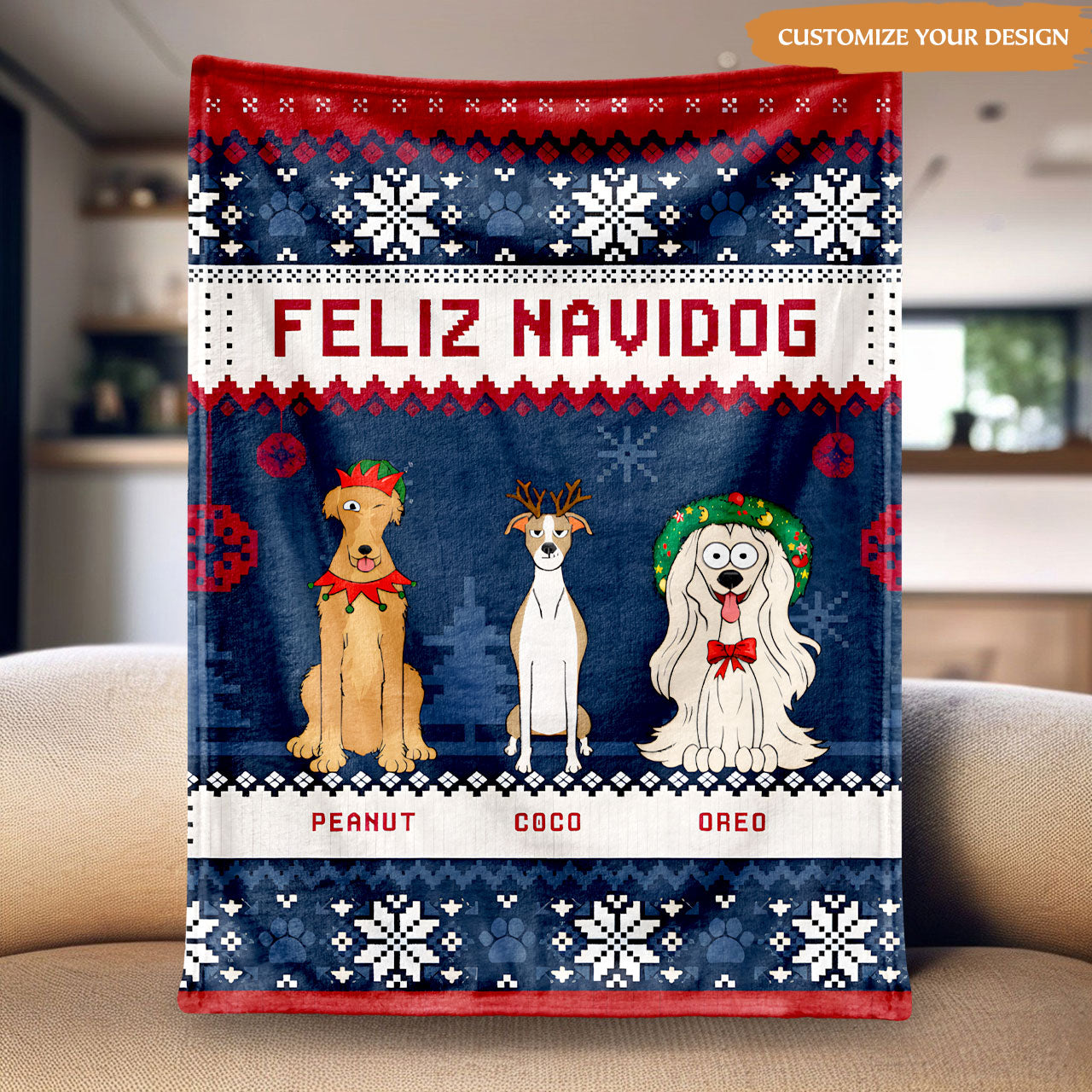 Feliz Navidog Blanket – Personalized Pet Christmas Keepsake