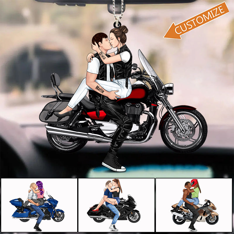 Customized Motorcycle Romance Acrylic Ornament - A Perfect Keepsake for Your Love Story