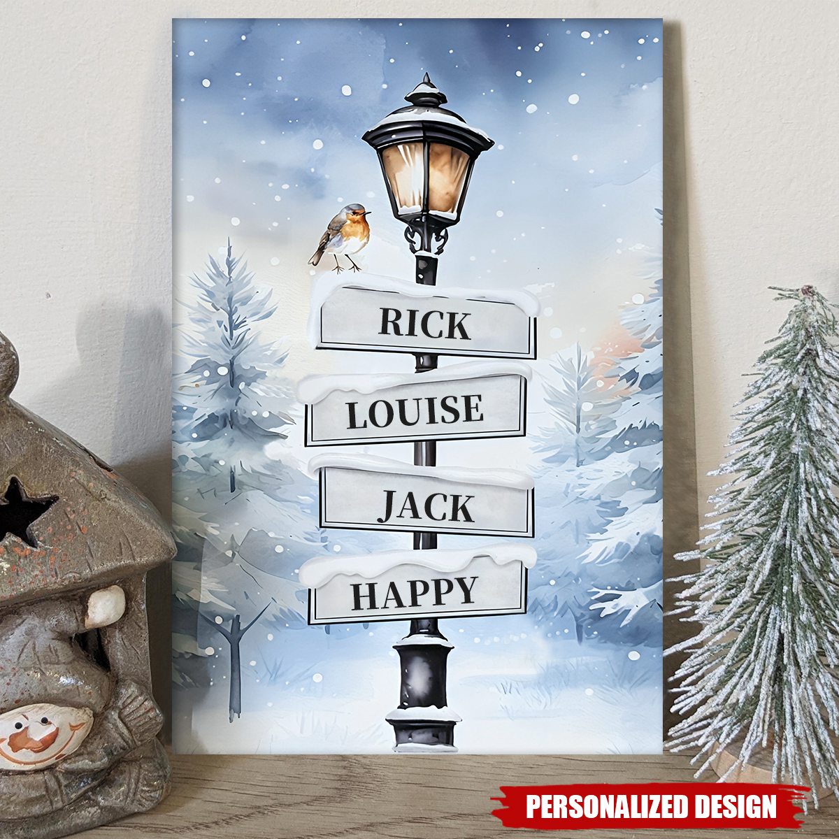 Custom Family Name Winter Wonderland Canvas Art – Heartfelt Christmas Gift