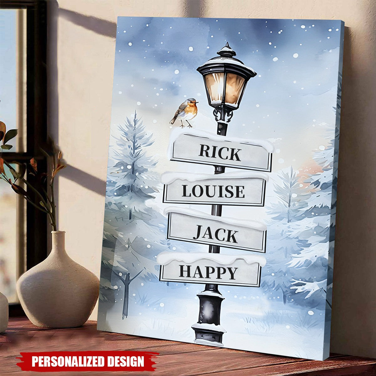Custom Family Name Winter Wonderland Canvas Art – Heartfelt Christmas Gift