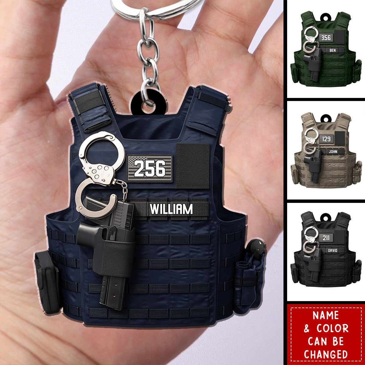 Personalized Police Vest Keychain - Honor Your Law Enforcement Hero