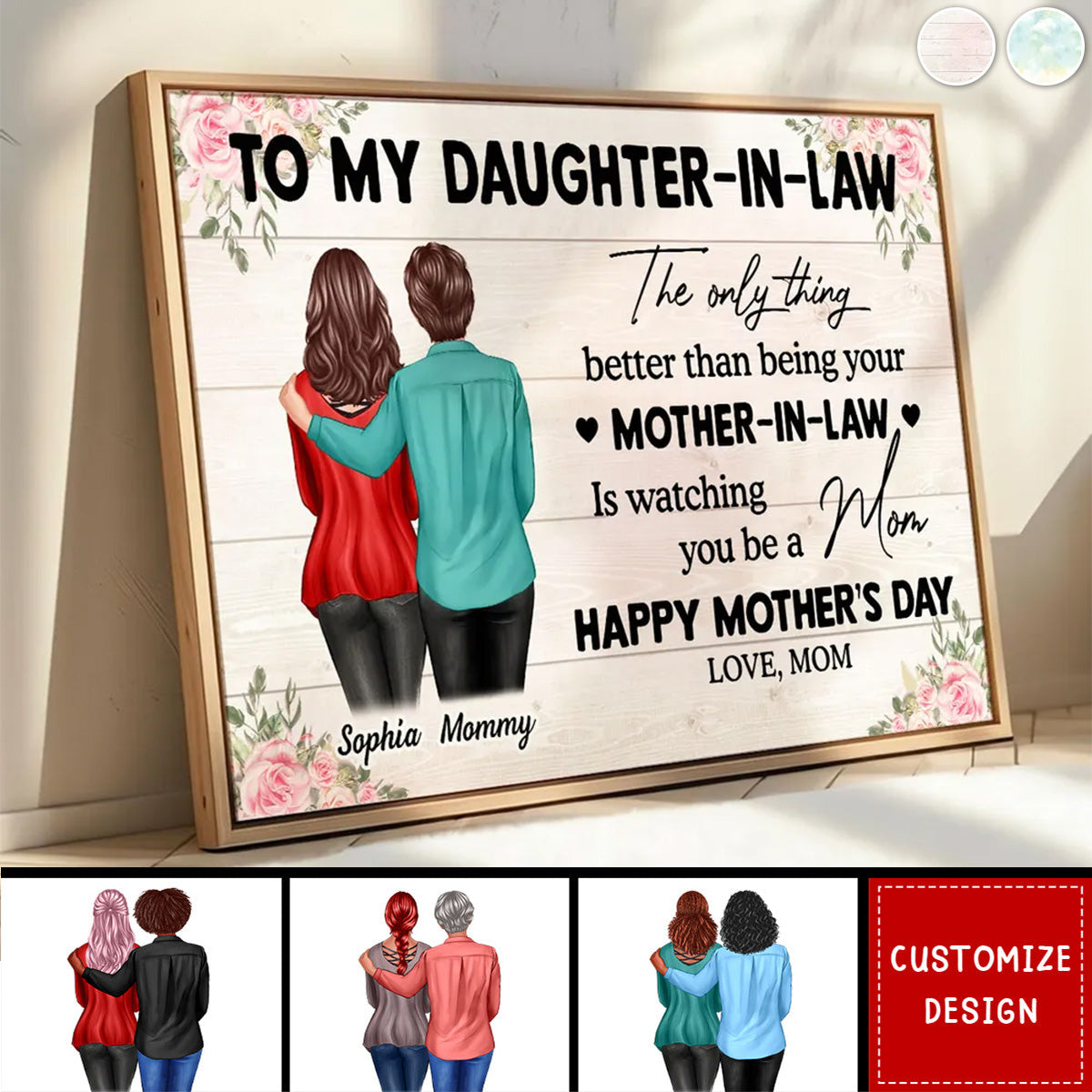 Personalized Mother's Day Canvas: 'Better Than Being Your Mother Is Watching You Be A Mom' - Custom Gift for Daughter or Daughter-in-Law